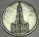 Niemcy 5 marek Reichsmark 1935 Kościół wieża SREBRO