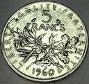 Francja 5 Franków Francs 1960 SREBRO
