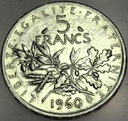 Francja 5 Franków Francs 1960 SREBRO
