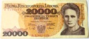 1989 20000 20.000 zł złotych Skłodowska seria B