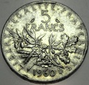 Francja 5 franków francs 1960 SREBRO