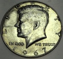 USA 1/2 Dolara 1967 Half Dollar Liberty JFK John F Kennedy SREBRO