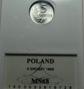 5 gr groszy 1968 MENNICZA MS68