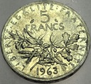 Francja 5 franków francs 1963 SREBRO