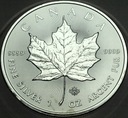 Kanada 5 dolarów 2014 Liść klonu klonowy uncja 1 oz SREBRO