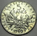 Francja 5 franków francs 1960 SREBRO