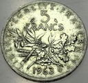 Francja 5 franków francs 1963 SREBRO