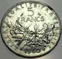 Francja 5 franków francs 1960 SREBRO