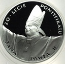 10 zł złotych 1998 Jan Paweł II 20-lecie pontyfikatu SREBRO