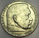 Niemcy 5 Marek Reichsmark 1935 Hindenburg SREBRO