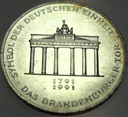 Niemcy 10 marek mark 1991 A Brama Brandenburska SREBRO