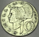 Austria 10 szylingów schilling 1957 SREBRO
