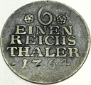 Niemcy 1/6 talara reichs thaler 1764 Fryderyk II Prusy