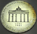 Niemcy 10 marek mark 1991 A Brama Brandenburska SREBRO