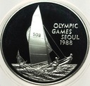 Kajmany 5 dolarów 1988 Olimpiada Seul Korea Żeglarstwo SREBRO