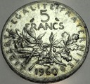 Francja 5 franków francs 1960 SREBRO