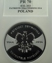 20 zł złotych 2014 Patrioci 1944 Obywatele PR 70