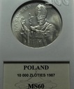 10000 zł złotych 1987 Jan Paweł II SREBRO MS 60