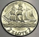 2 zł złote 1936 Żaglowiec Żaglówka Statek SREBRO