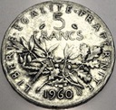 Francja 5 franków francs 1960 SREBRO