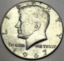 USA 1/2 dolara Half Dollar 1967 Kennedy JFK Liberty SREBRO