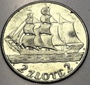 2 zł złote 1936 Żaglowiec Żaglówka Statek SREBRO