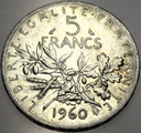 Francja 5 franków francs 1960 SREBRO