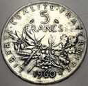 Francja 5 franków francs 1960 SREBRO