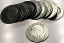 Lot Zestaw 10x 5 zł Głowa Kobiety Polonia SREBRO