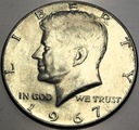 USA 1/2 dolara Half Dollar 1967 Kennedy JFK Liberty SREBRO