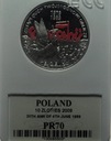 10 zł złotych 2009 Wybory 4 VI 1989 Solidarność Jan Paweł II PR70 SREBRO