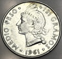 Dominikana 1/2 medio peso 1961 SREBRO