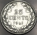 Liberia 25 centów 1961 SREBRO
