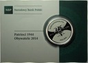 20 zł złotych 2014 Patrioci 1944 Obywatele SREBRO