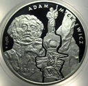 medal 1998 Adam Mickiewicz Paryż Warszawa Mennica 38mm 31g Ag925 SREBRO