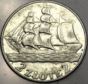 2 zł złote 1936 Żaglowiec Żaglówka Statek SREBRO
