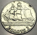 2 zł złote 1936 Żaglowiec Żaglówka Statek SREBRO