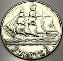 2 zł złote 1936 Żaglowiec Żaglówka Statek SREBRO
