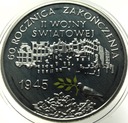 10 zł złotych 2005 60 rocznica zakończenia II Wojny Światowej SREBRO