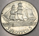 5 zł złotych 1936 Żaglowiec Żaglówka Statek SREBRO