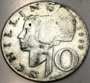 Austria 10 szylingów 1968 SREBRO