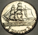2 zł złote 1936 Żaglowiec Żaglówka Statek SREBRO