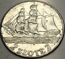 2 zł złote 1936 Żaglowiec Żaglówka Statek SREBRO