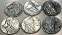Zestaw 6x 5 zł pięć złotych 1958 1959 1960 1973 1974 Rybak, z Rybakiem