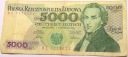 1986 5000 zł pięć tysięcy złotych Seria BE 1113622 Fryderyk Chopin banknot