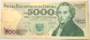1982 5000 zł pięć tysięcy złotych Seria AE 4605369 Fryderyk Chopin banknot