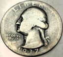 USA 25 centów quarter dollar 1937 Washington SREBRO