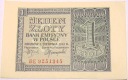 1941 1 zł jeden złoty Seria BE Generalna Gubernia banknot (nr 1)