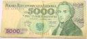 1988 5000 zł pięć tysięcy złotych Chopin banknot Seria DD
