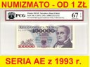 100000 zł złotych 1993 seria AE 6557892 EPQ 67 UNC
